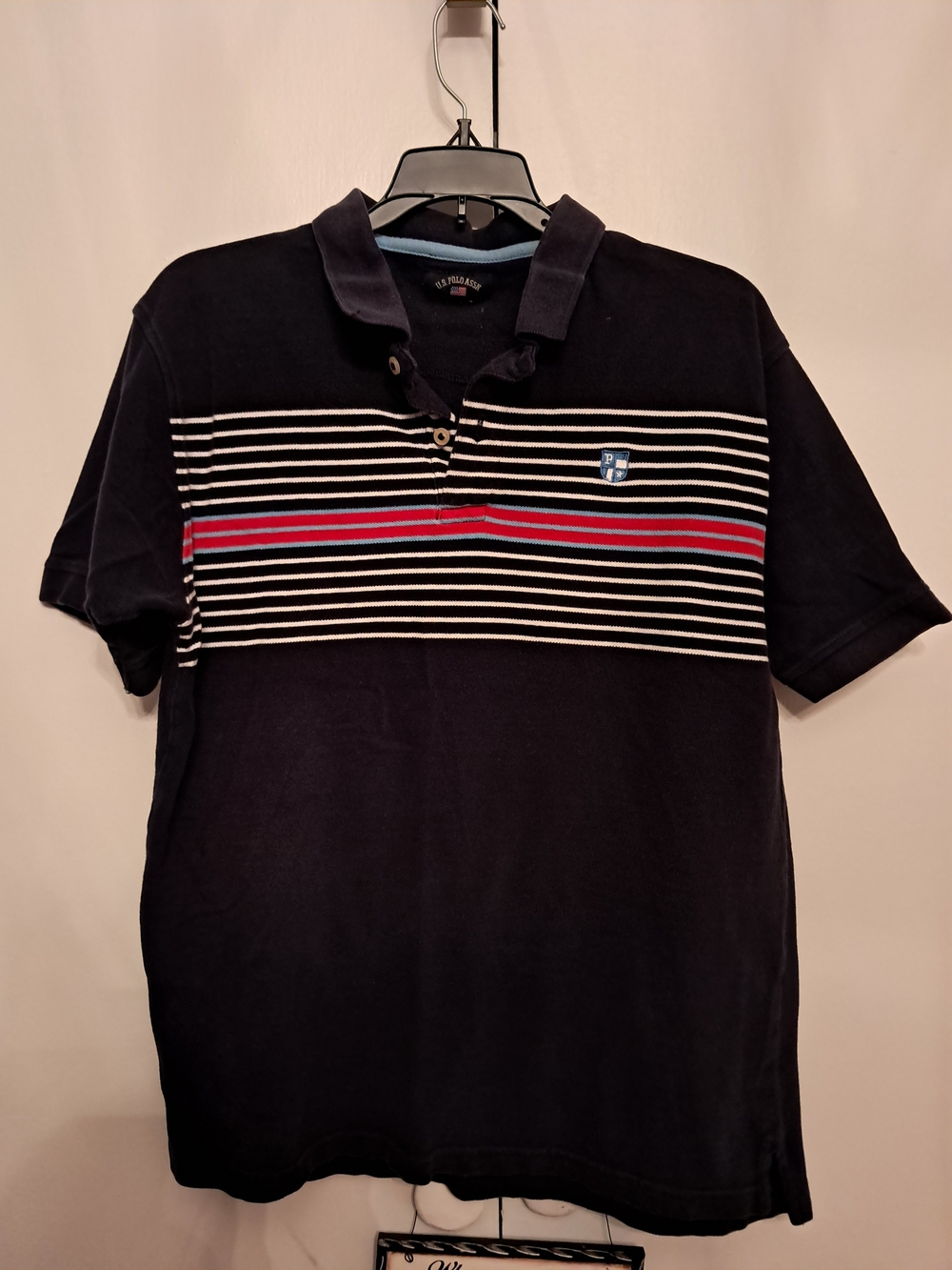 U.S. Polo Assn. Navy Polo with White and Red Stripes